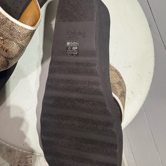 Coach Women's Tan and Black Wedge Sandals - Picture 3 of 3